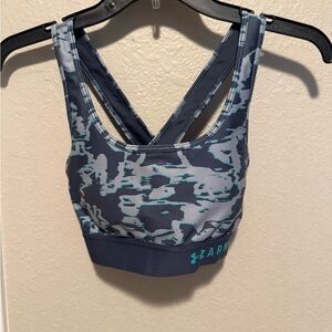 Under Armour Blue and Gray Sports Bra with Racerback Design